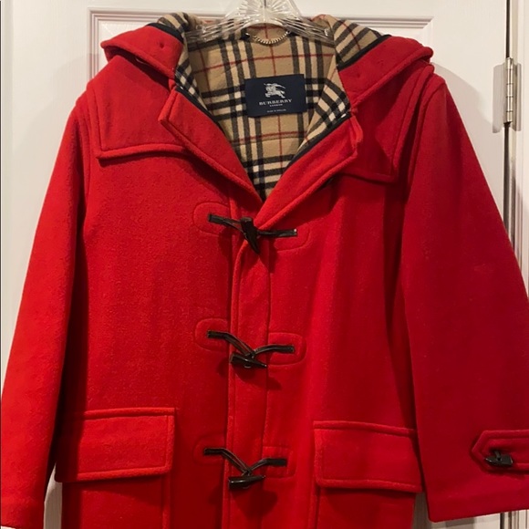 Burberry Wool Duffle Coat with Hood & Check Lining - Picture 2 of 16